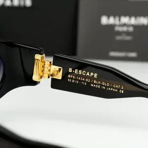 Balmain Women Sunglasses Titanium Black Gold Grey Gradient Wraparound B-ESCAPE Balmain B-ESCAPE Wraparound Sunglasses Black Gold Tone Hardware main image 3